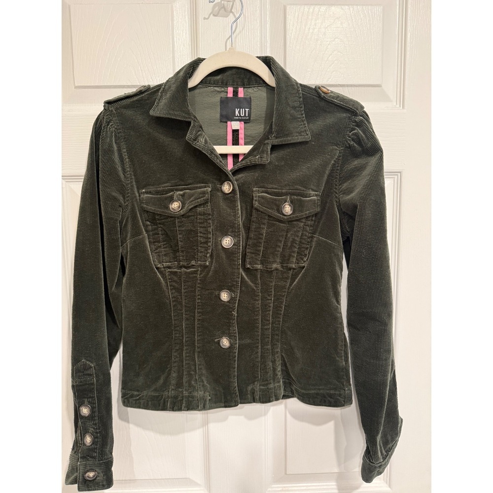 Olive Corduroy KUT from the Kloth Military Jacket - Picture 2 of 7
